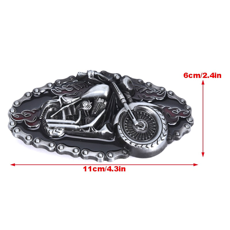 Motorcycle and Flame Belt Buckle / Metal Buckles For Belts in Biker Style