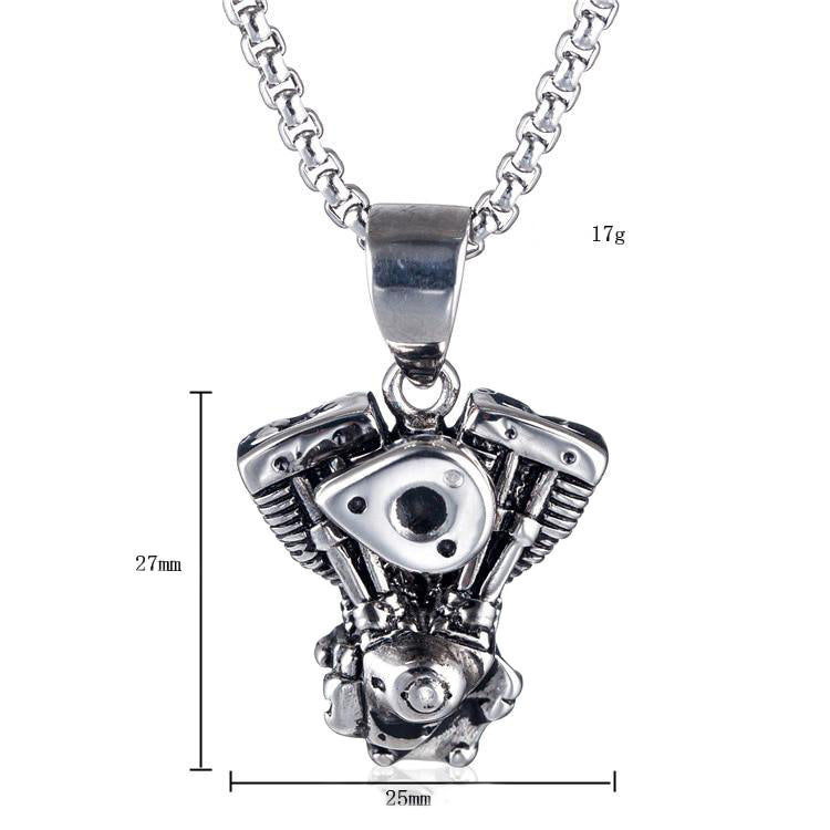 Motorcycle Engine Pendant / Biker Chain Necklace For Men and Women / Vintage Stainless Steel Jewelry