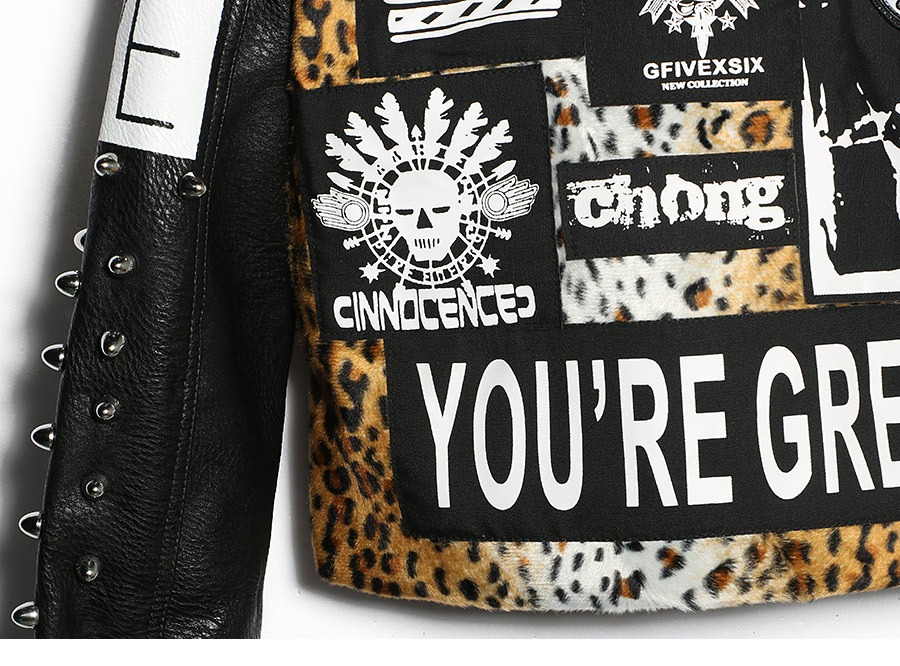 Motorcycle Long Sleeve Leather Jacket for Women / Rocker Fashion Outfit