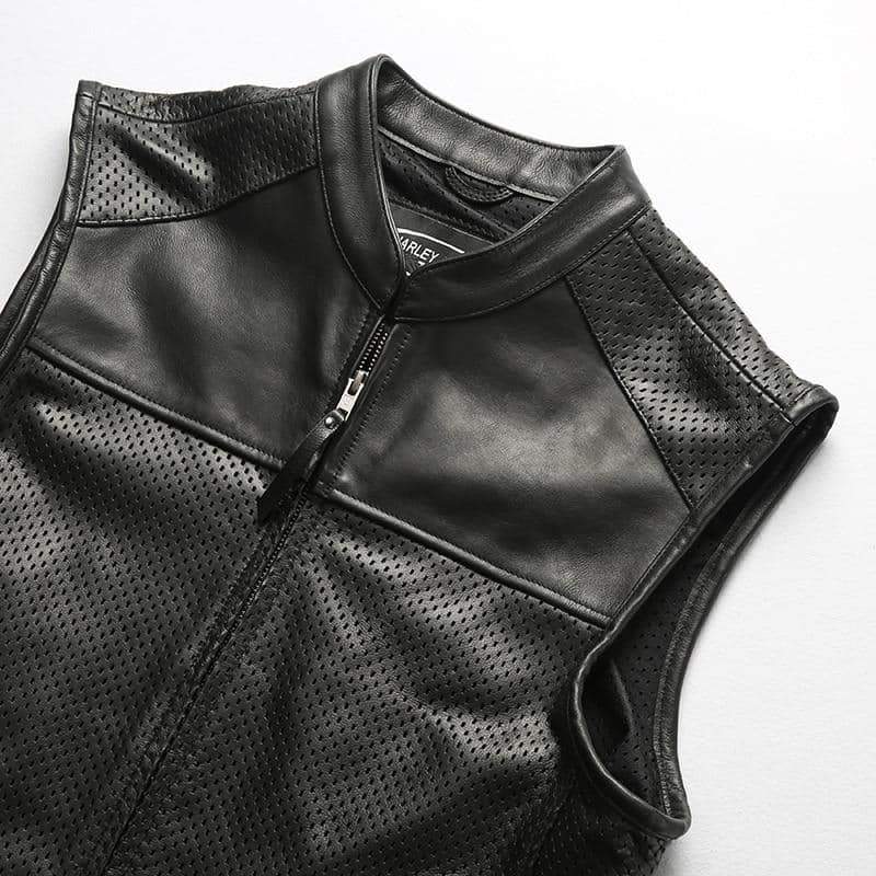 Biker Vest Mesh Breathable Cowhide Rave Outfits / Alternative Fashion