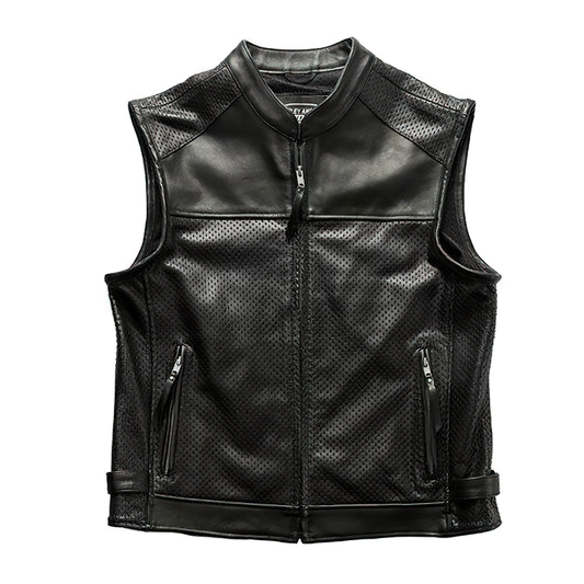Biker Vest Mesh Breathable Cowhide Rave Outfits / Alternative Fashion