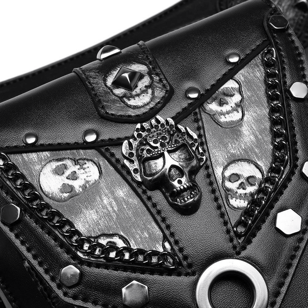 Motorcycle Rider Waist Bag with Skulls and Chain / Steampunk Accessories