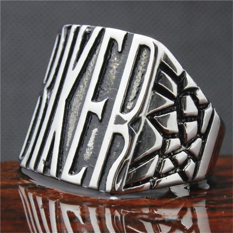 Motorcycle Road Trip Biker Ring / Stainless Steel Silver Color Jewelry