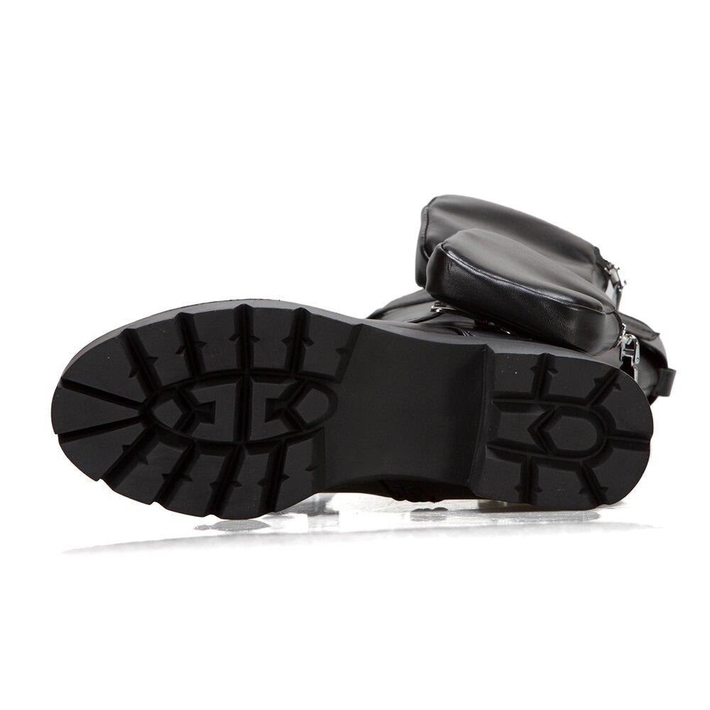 Motorcycle Womens Boots / Lace-Up Platform Shoes / Steampunk Fashion Thick-soled Shoes for Women