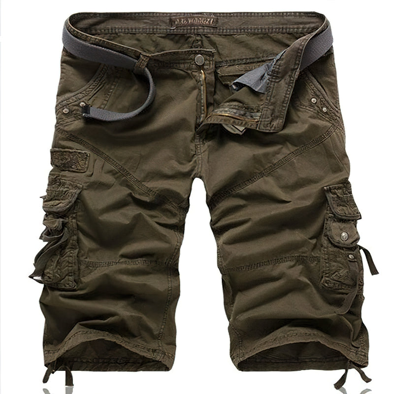 Multi-Pocket Men's Cargo Shorts / Casual Cotton Capri Pants / Cropped Calf-Length Tactical Pants