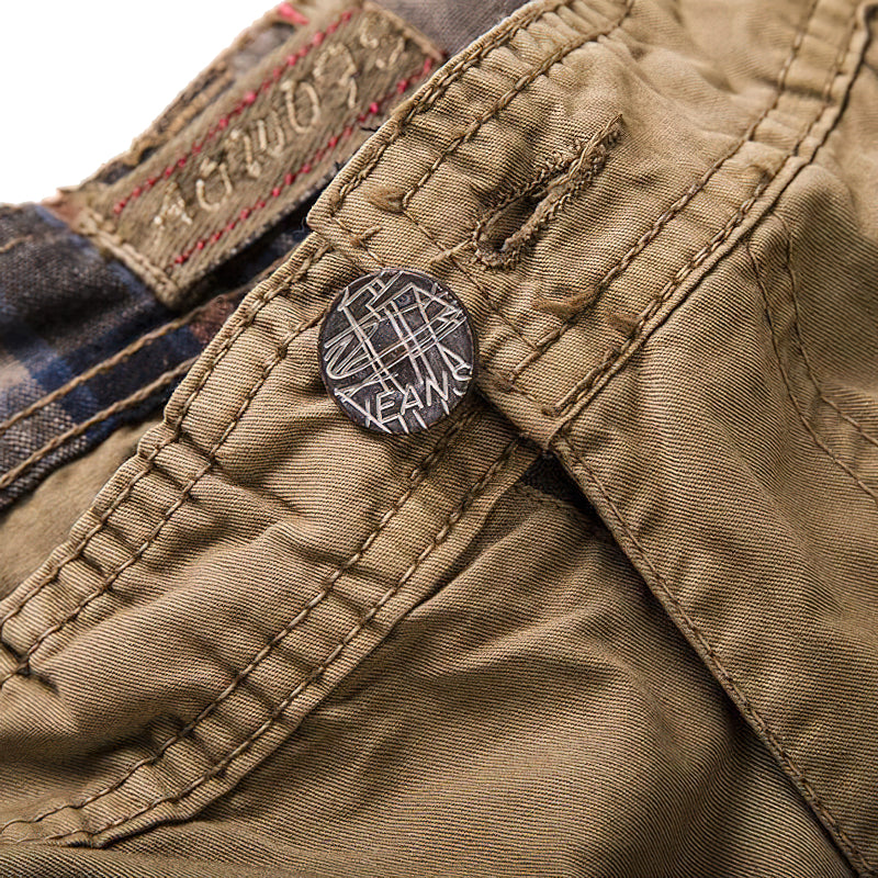 Multi-Pocket Men's Cargo Shorts / Casual Cotton Capri Pants / Cropped Calf-Length Tactical Pants