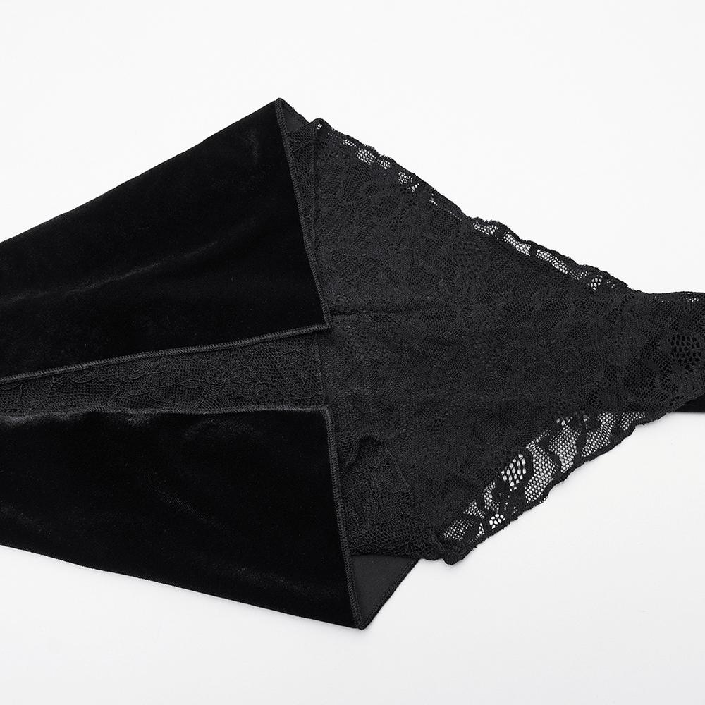 Mystery Long Black Velvet Lace Dress with Fishtail Hem