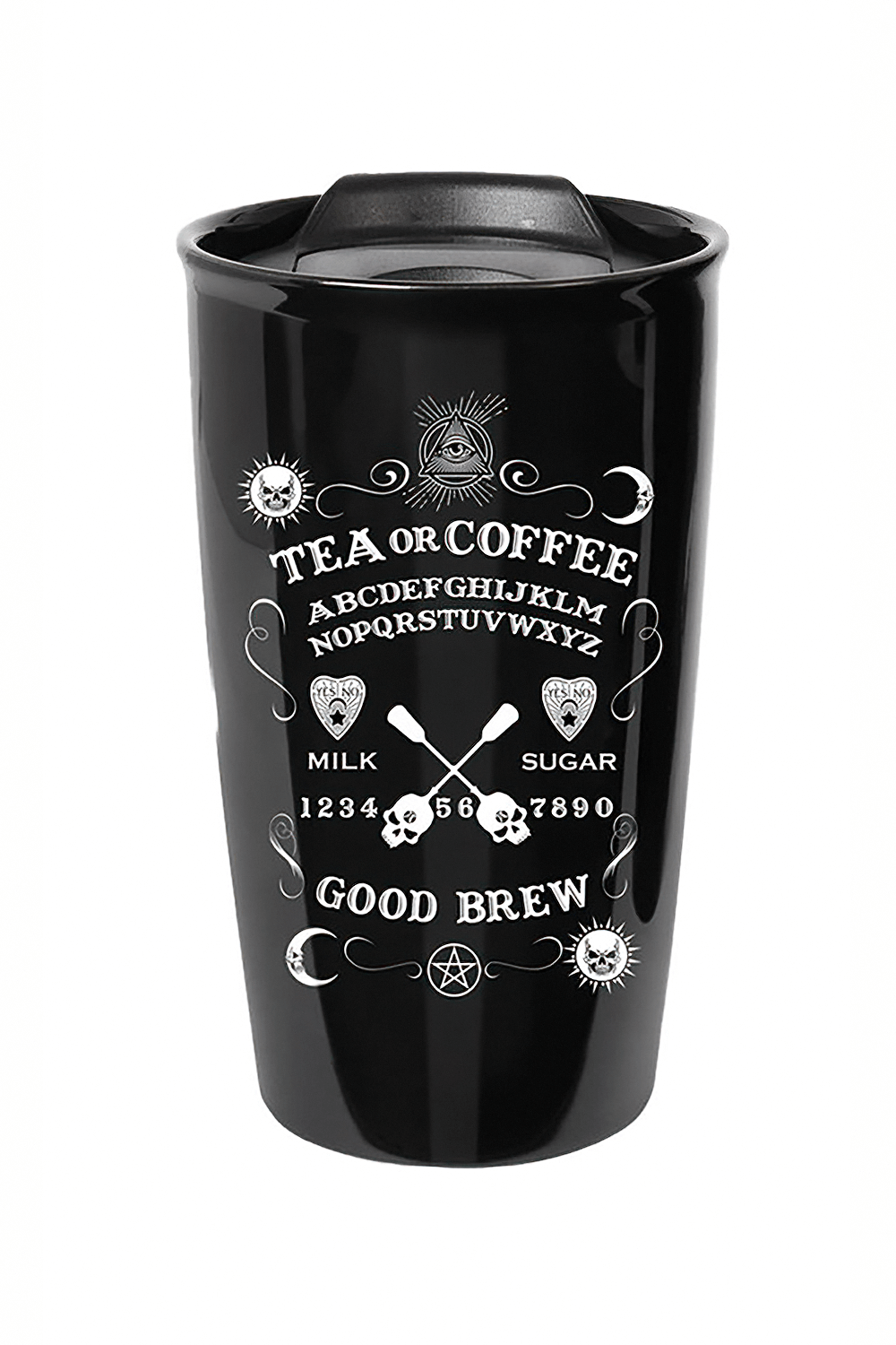 Mystical Travel Mug with Occult Design with Skulls