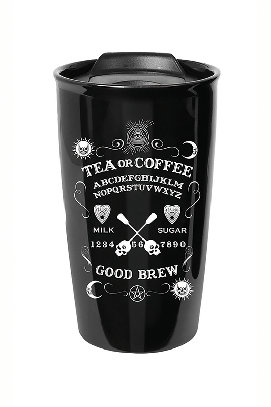 Mystical Travel Mug with Occult Design with Skulls