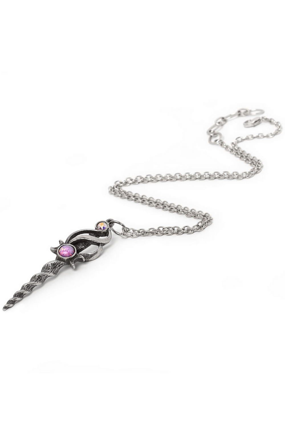 Mystical Wand Pendant With Lunar and Crystal Accents