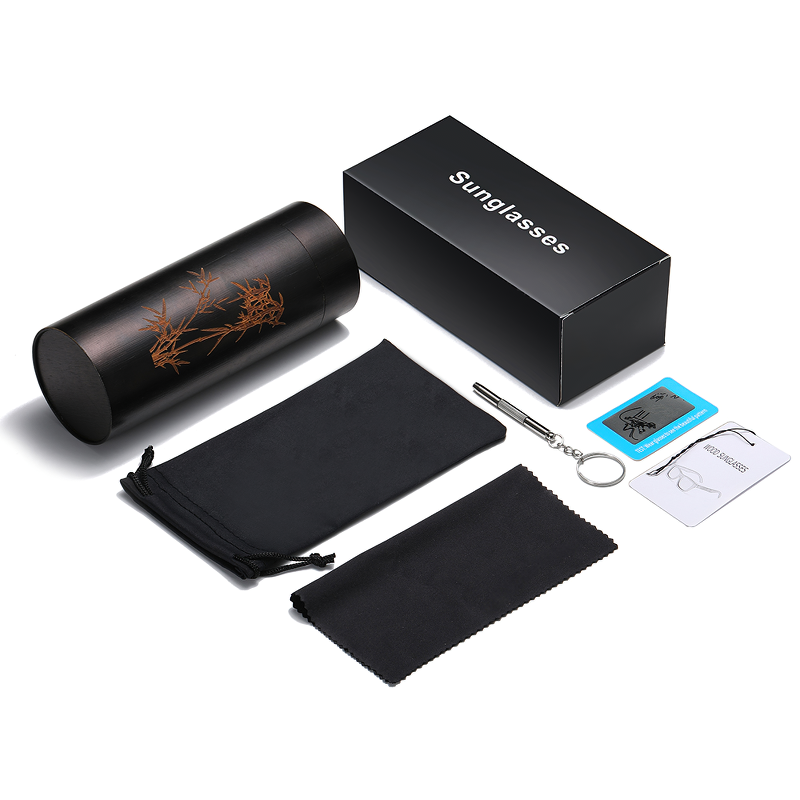 Natural Bamboo Wooden Sunglasses / Handmade Polarized Mirror Coating Lenses Eyewear with Gift Box