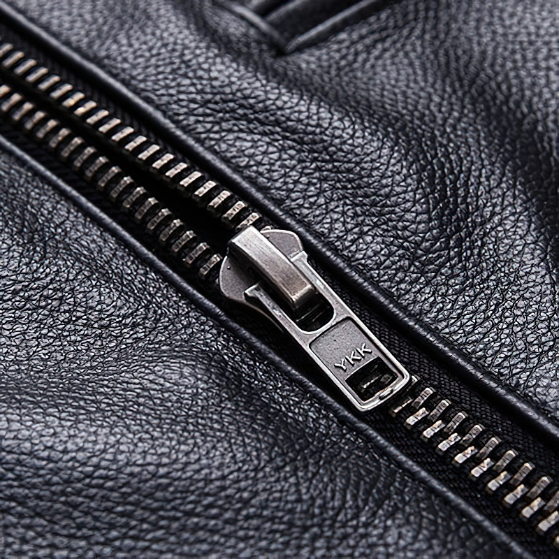 Natural Black Calfskin Leather Jacket For Men / Motorcycle Stylish Jackets