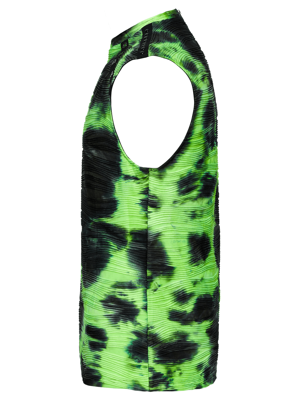 Neon Green Tie Dye Sleeveless Tank Top with Rivet Details