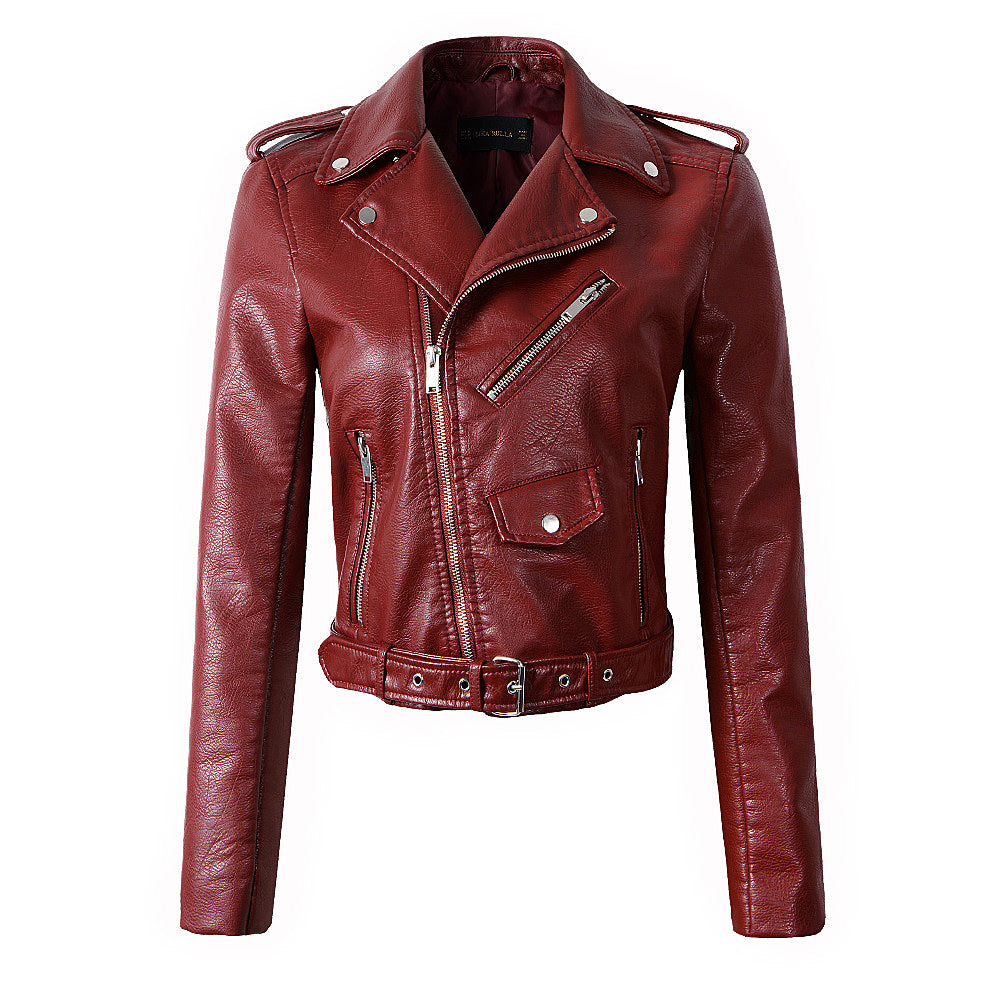 New Alternative Fashion for Women / Faux Leather Jackets / Lady Motorcycle Bomber with Belt