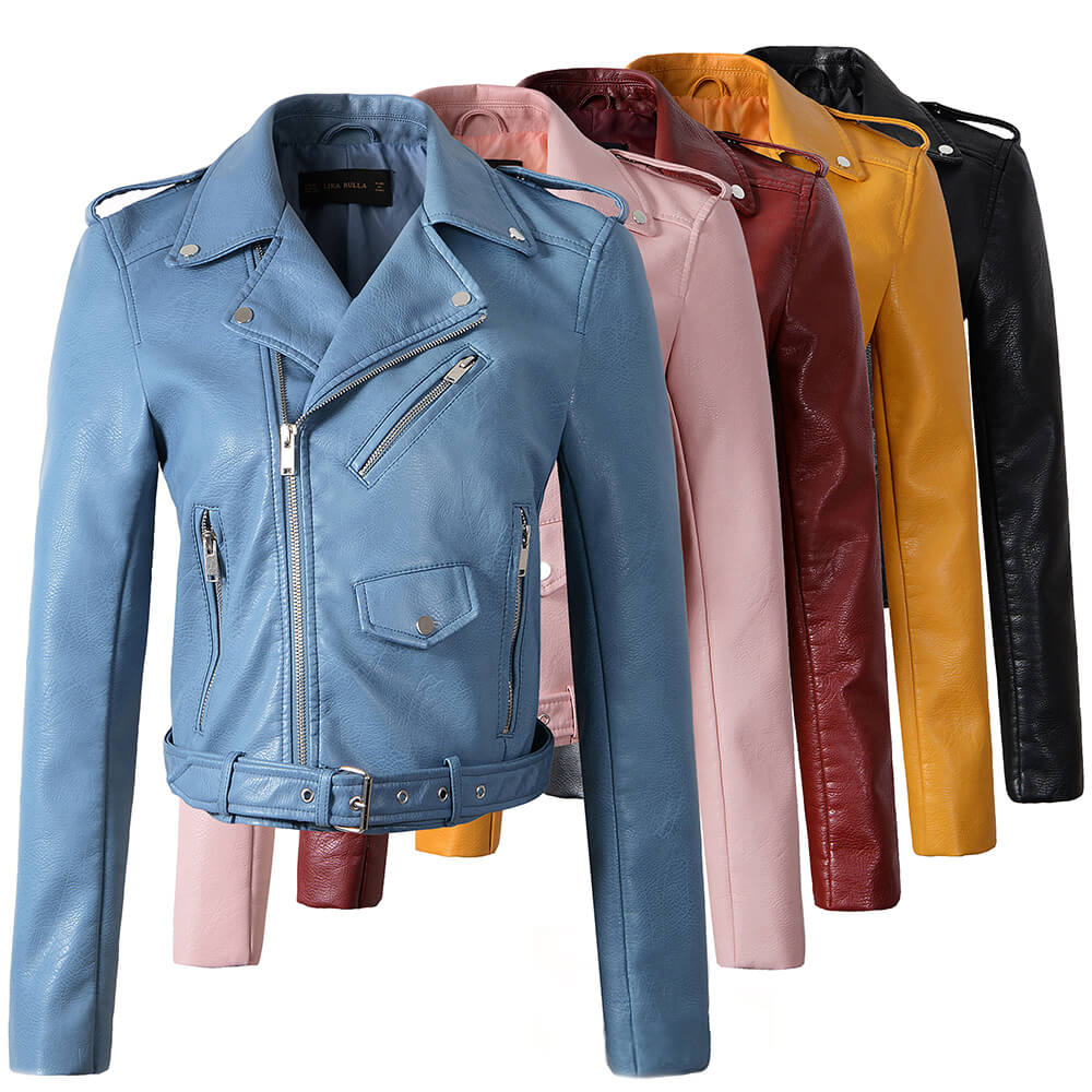 New Alternative Fashion for Women / Faux Leather Jackets / Lady Motorcycle Bomber with Belt