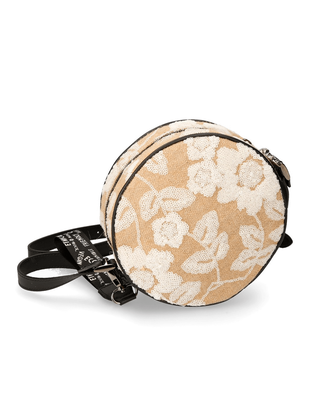 NEW ROCK Beige Round Gothic Punk Crossbody Bag with Zipper