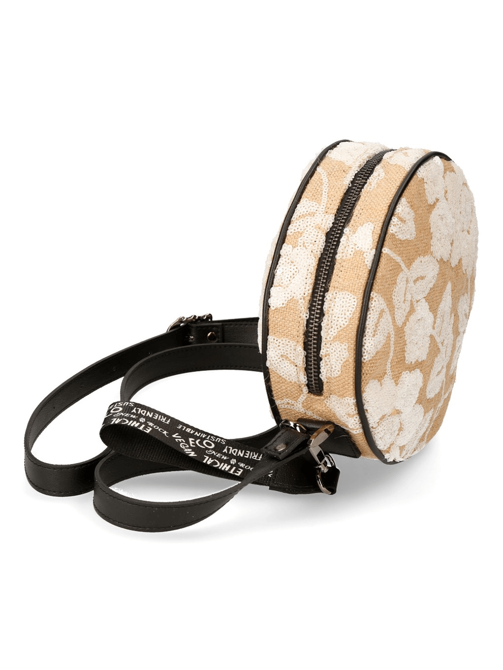NEW ROCK Beige Round Gothic Punk Crossbody Bag with Zipper