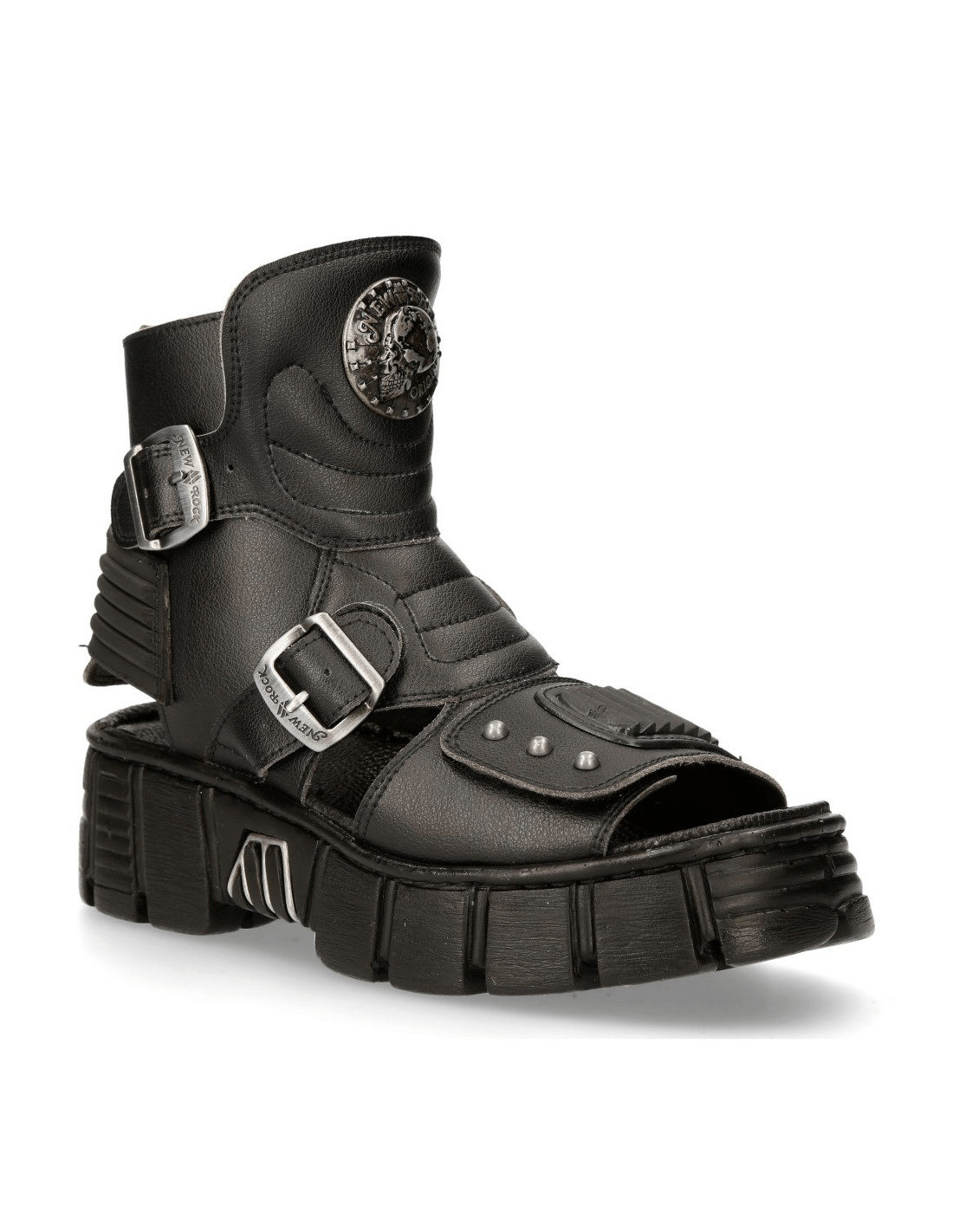 NEW ROCK Men's Bio Black Tower Sandals - Gothic Footwear