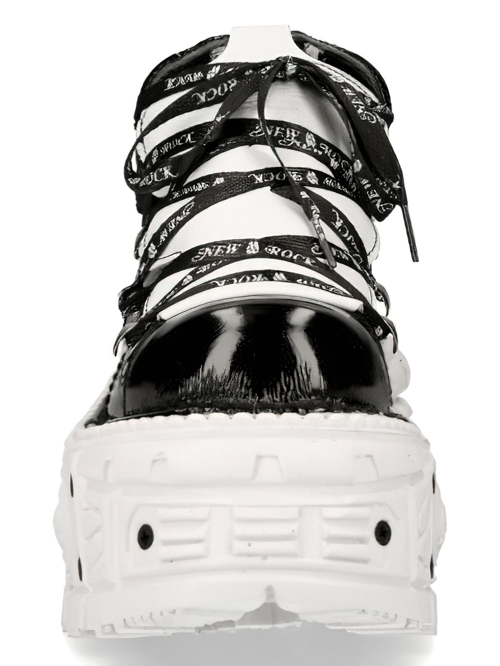 NEW ROCK Women's Black and White Platform Rock Boots with Laces