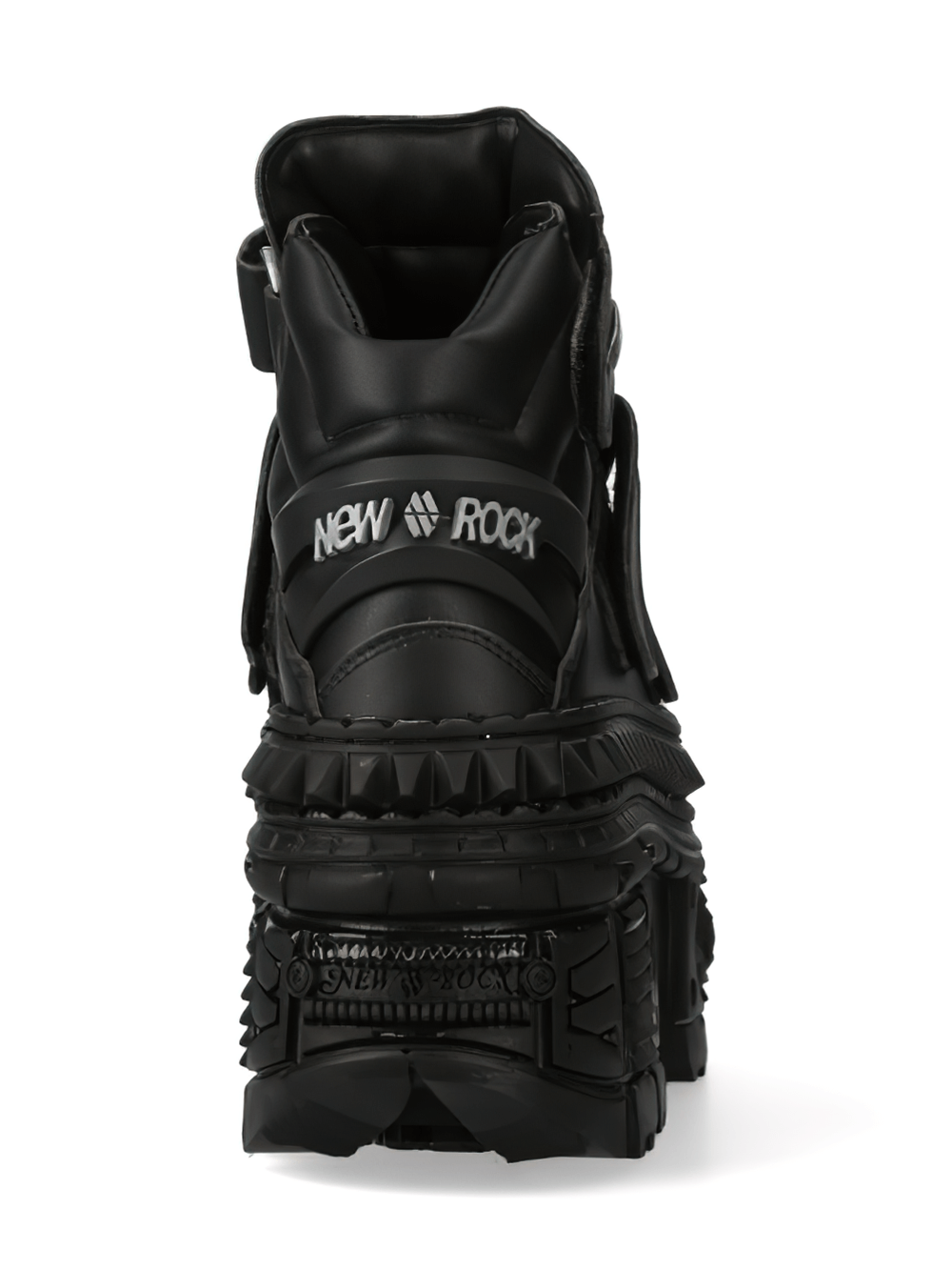 NEW ROCK Women's Black Ankle Boots with Chunky Sole and Metallic Detail
