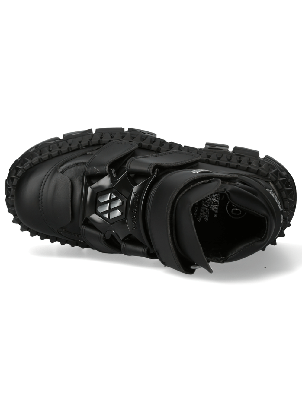 NEW ROCK Women's Black Ankle Boots with Chunky Sole and Metallic Detail