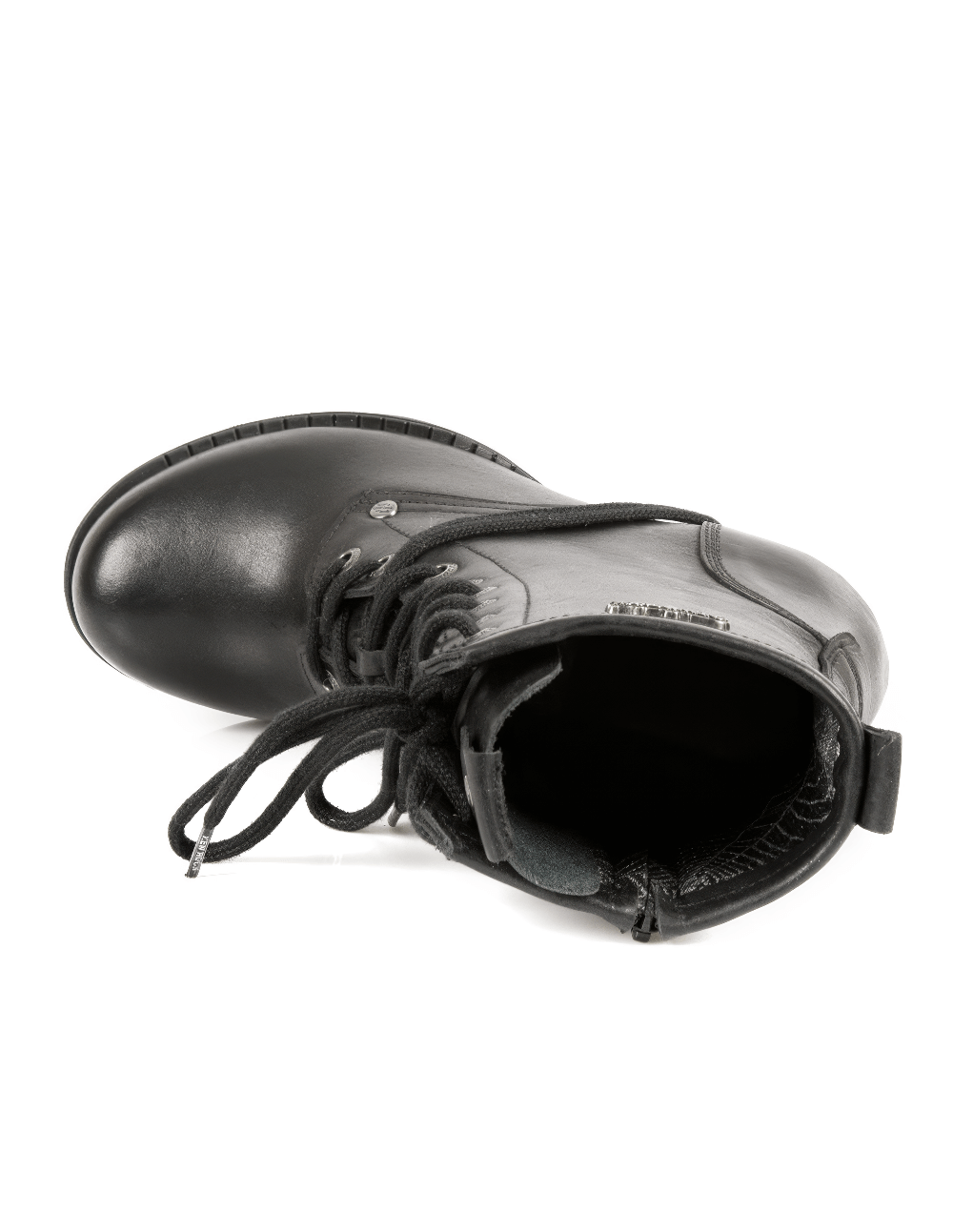 NEW ROCK Black Ankle Boots with Metallic Heels and Laces