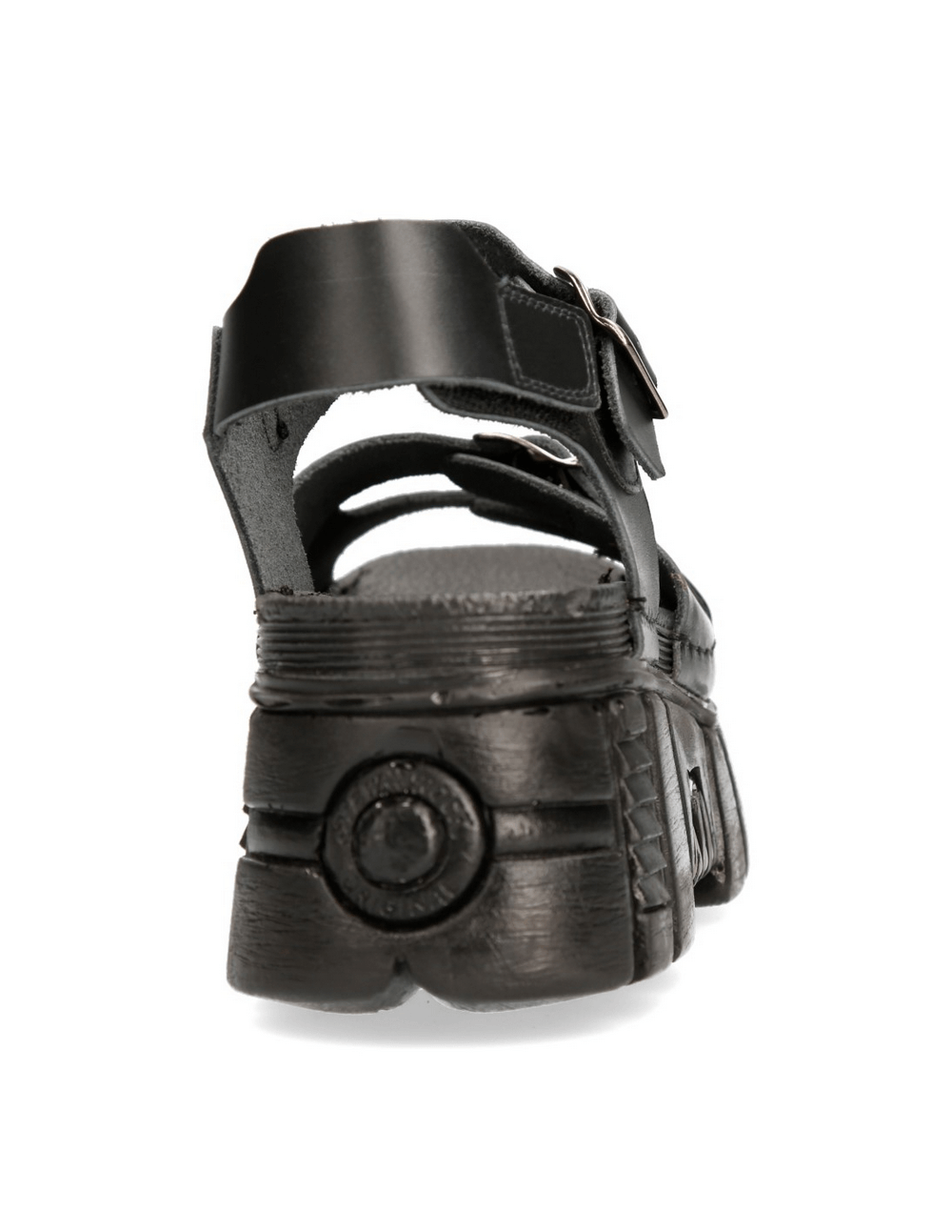 NEW ROCK Men's Black Buckled Platform Sandals in Urban Style