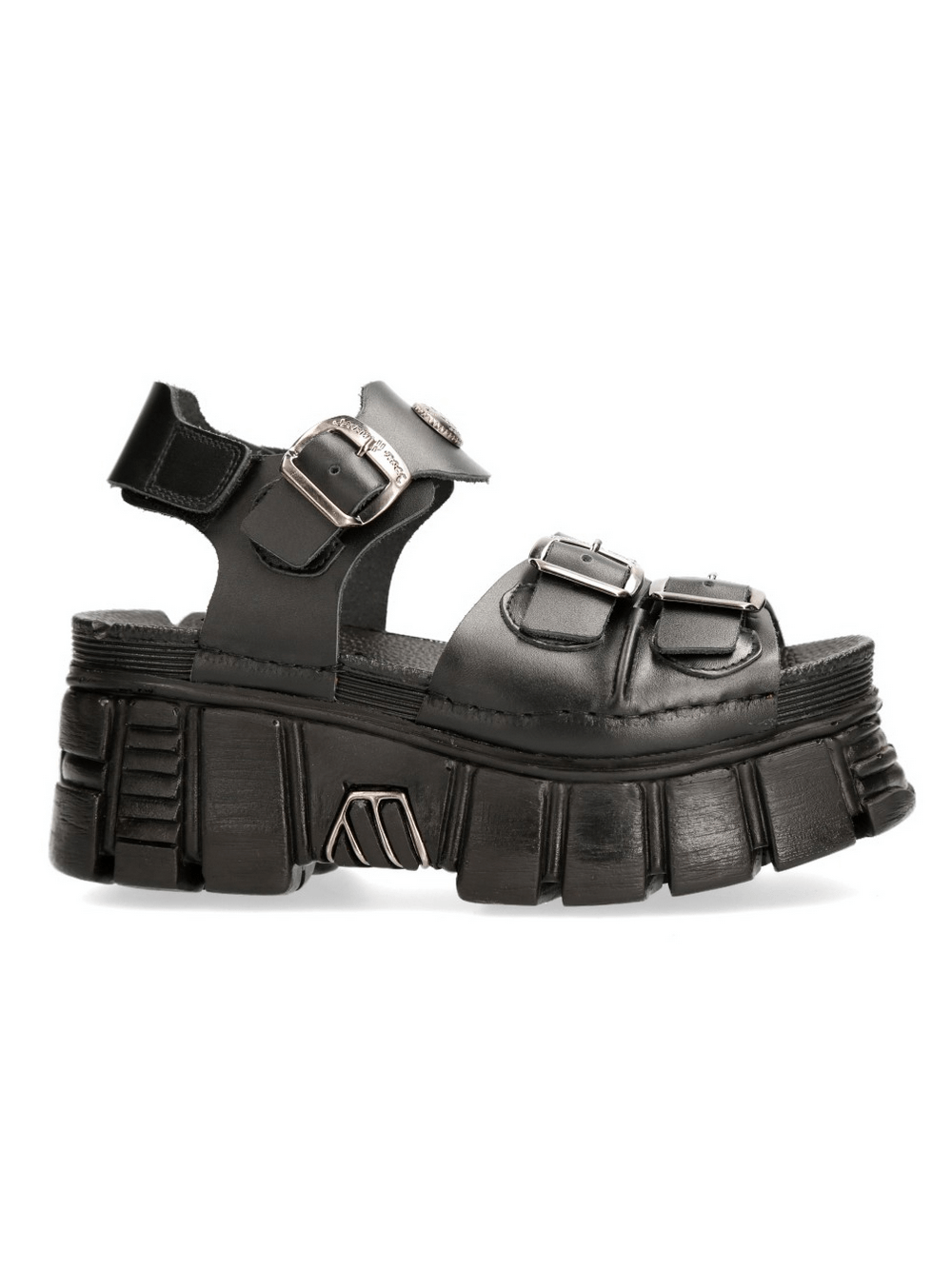 NEW ROCK Men's Black Buckled Platform Sandals in Urban Style