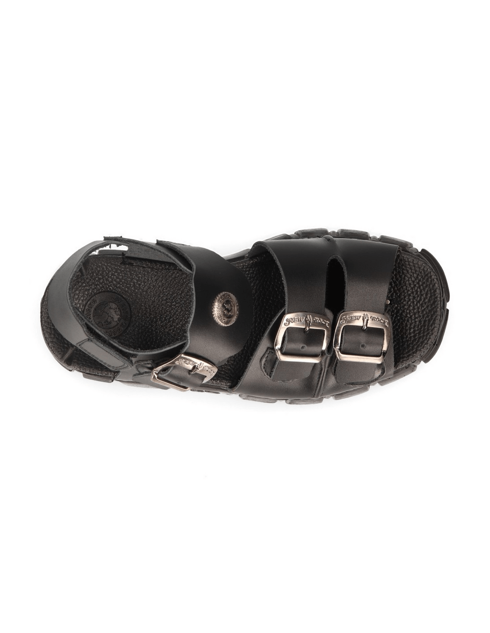 NEW ROCK Men's Black Buckled Platform Sandals in Urban Style