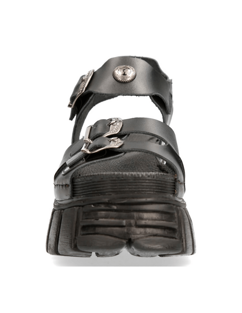 NEW ROCK Men's Black Buckled Platform Sandals in Urban Style