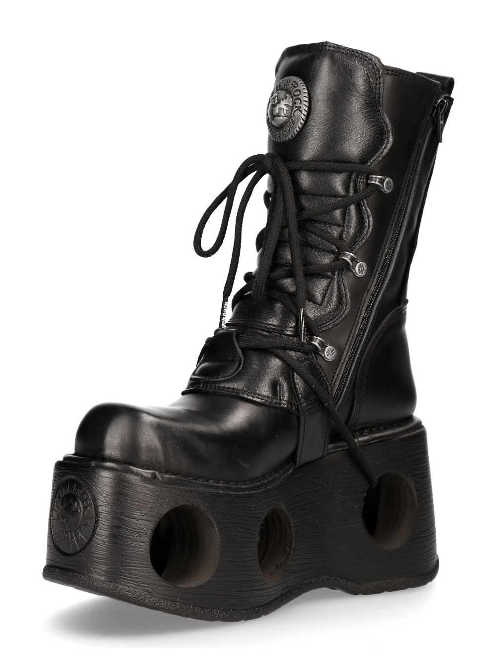 NEW ROCK Women's Black Cyberpunk Boots with Multiple Buckles