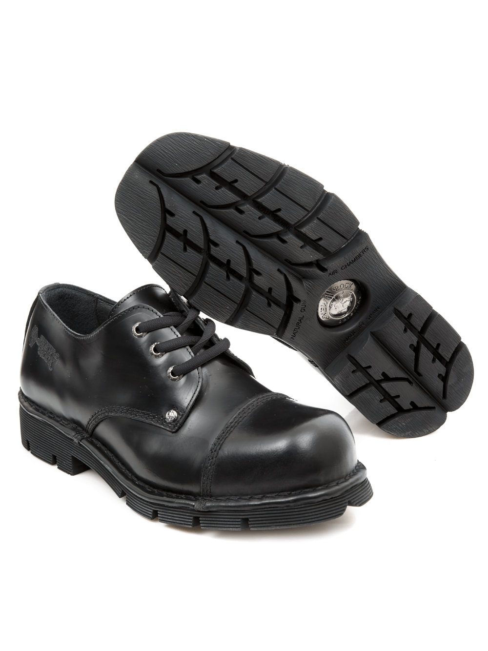 NEW ROCK Men's Black Flat-Sole Shoes With Urban And Military Style