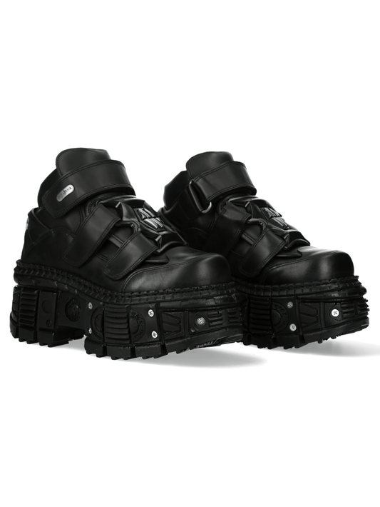 NEW ROCK Women's Black Gothic Lace-Up Ankle Boots with Studs