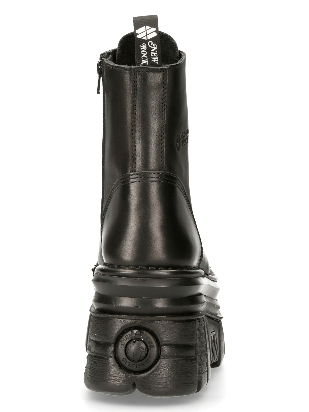 NEW ROCK Women's Black Gothic Military Leather Ankle Boots