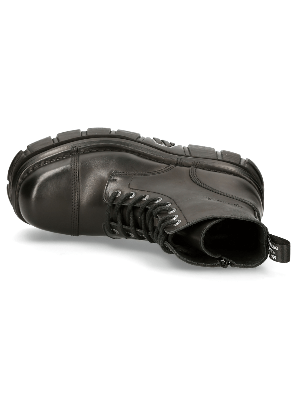 NEW ROCK Women's Black Gothic Military Leather Ankle Boots