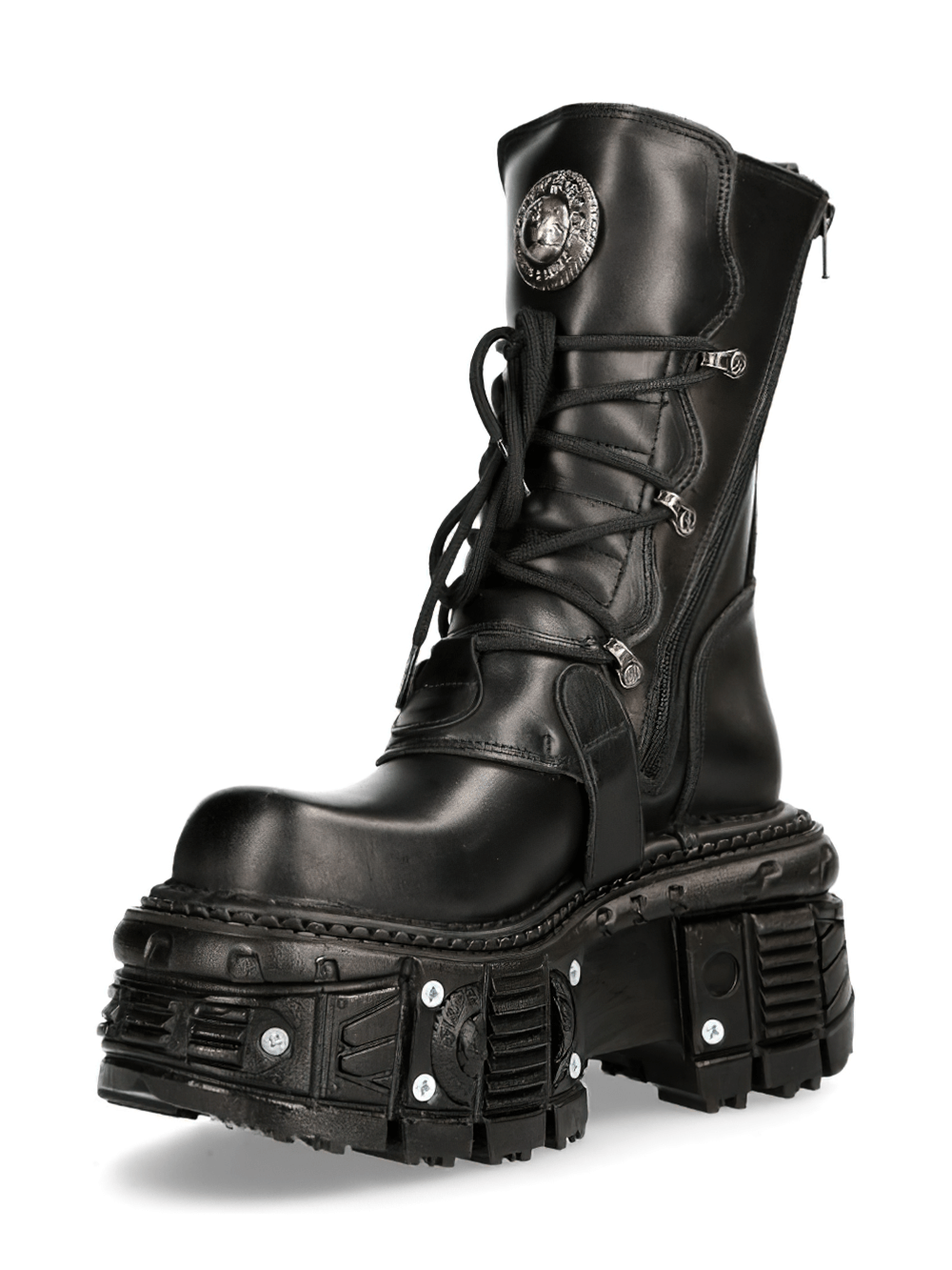 NEW ROCK Women's Black Gothic Punk Mid-Calf Boots with Buckles