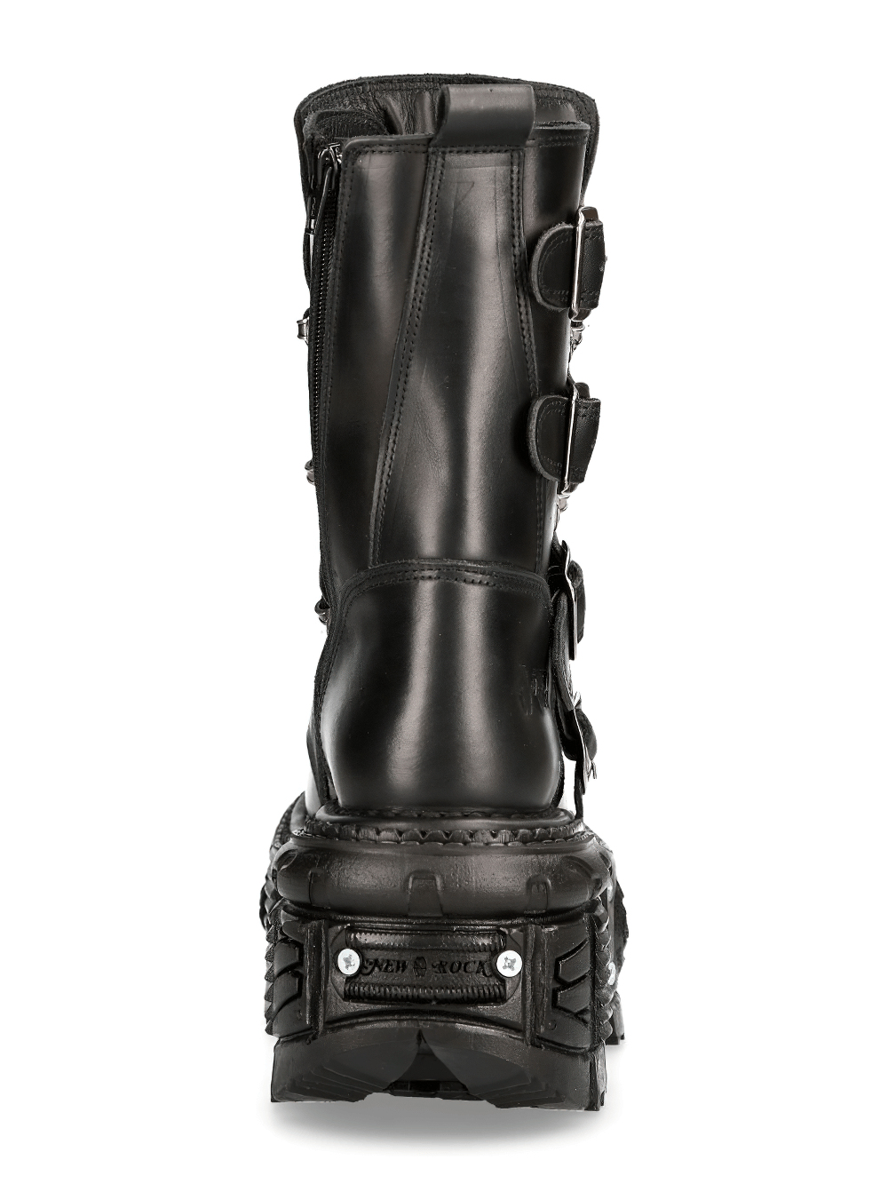 NEW ROCK Women's Black Gothic Punk Mid-Calf Boots with Buckles