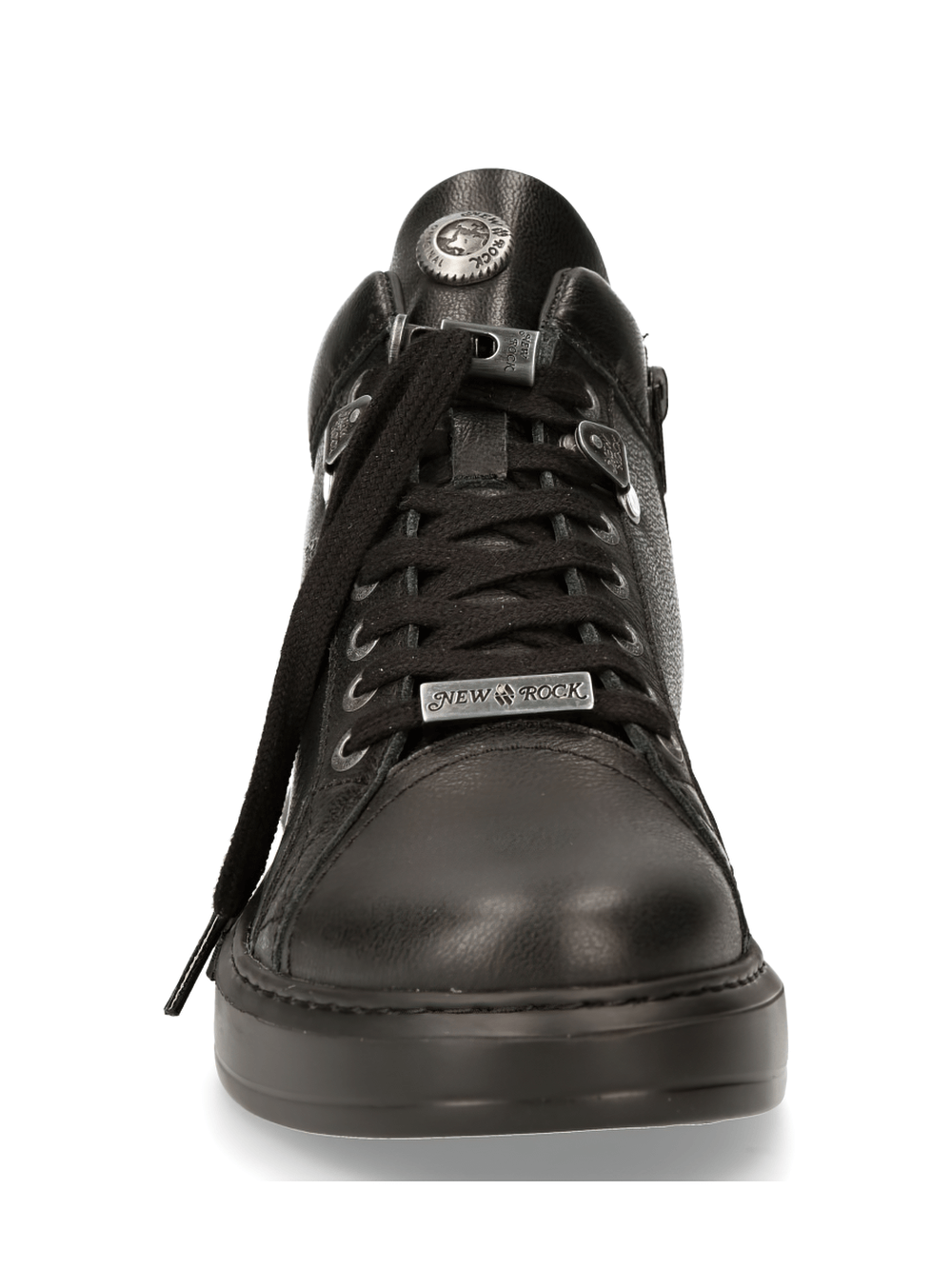 NEW ROCK Men's Black Lace-Up Boots with Metallic Details