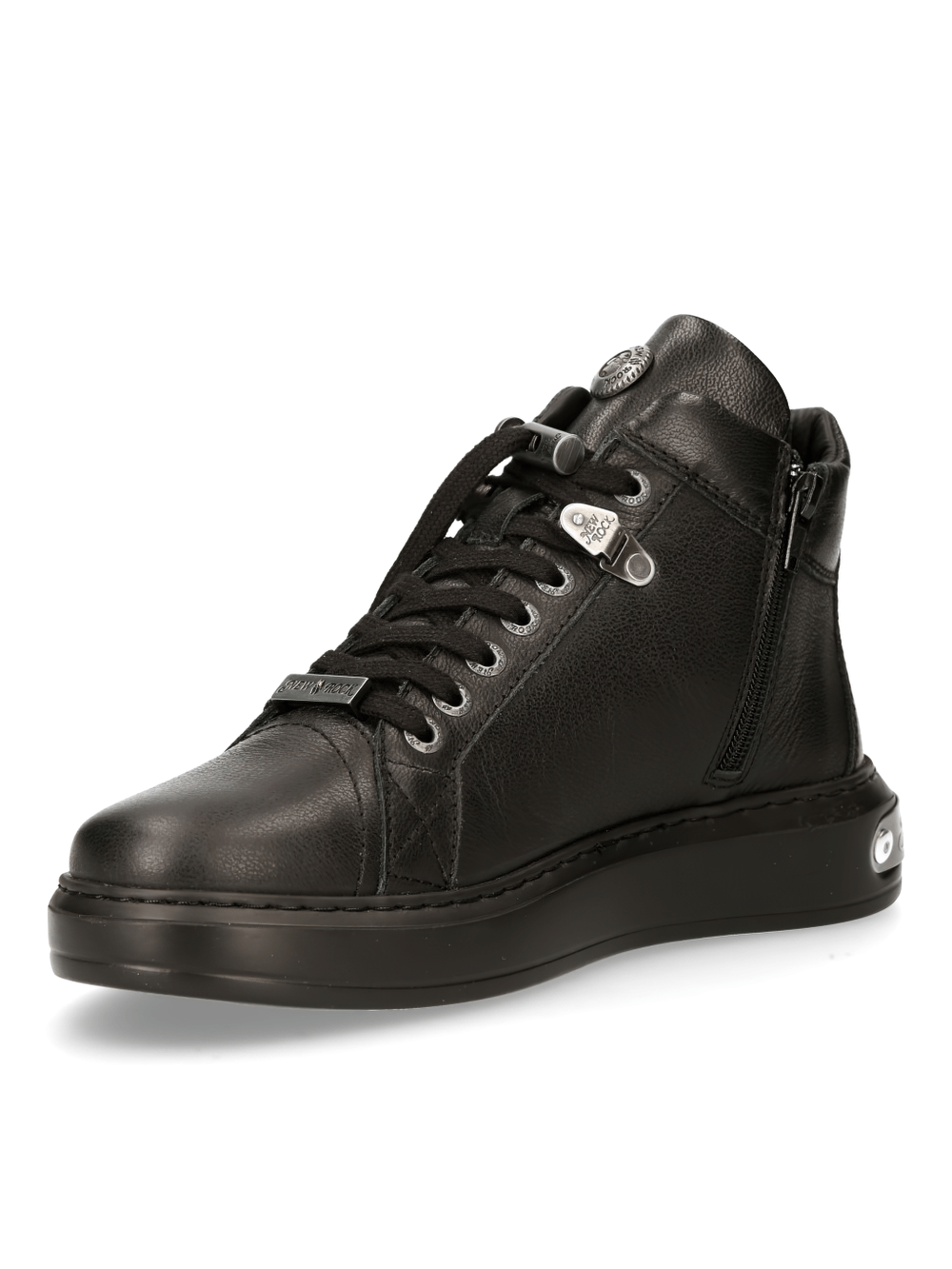 NEW ROCK Women's Black Lace-Up Boots with Metallic Details