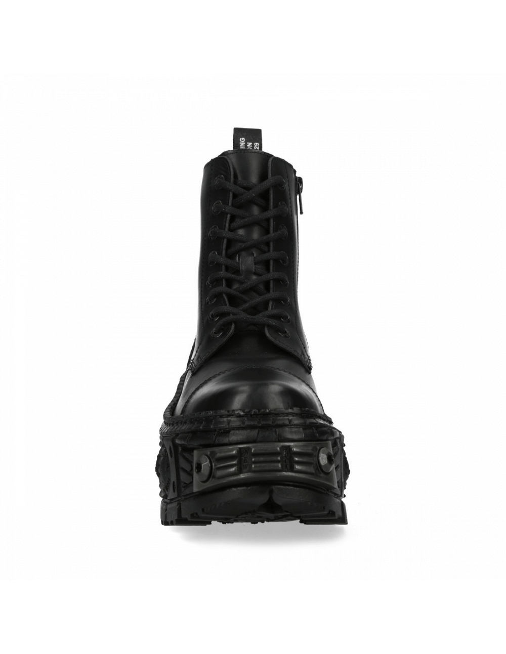 NEW ROCK Women's Black Lace-Up Leather Ankle Boots