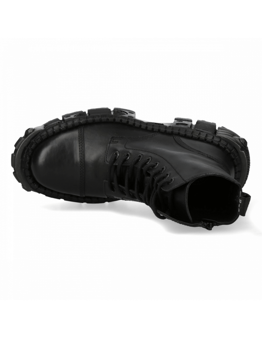 NEW ROCK Women's Black Lace-Up Leather Ankle Boots