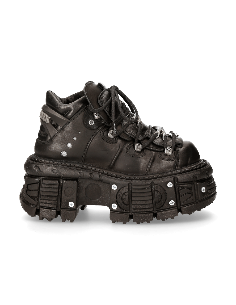 NEW ROCK Women's Black Leather Ankle Boots for Rock Enthusiasts