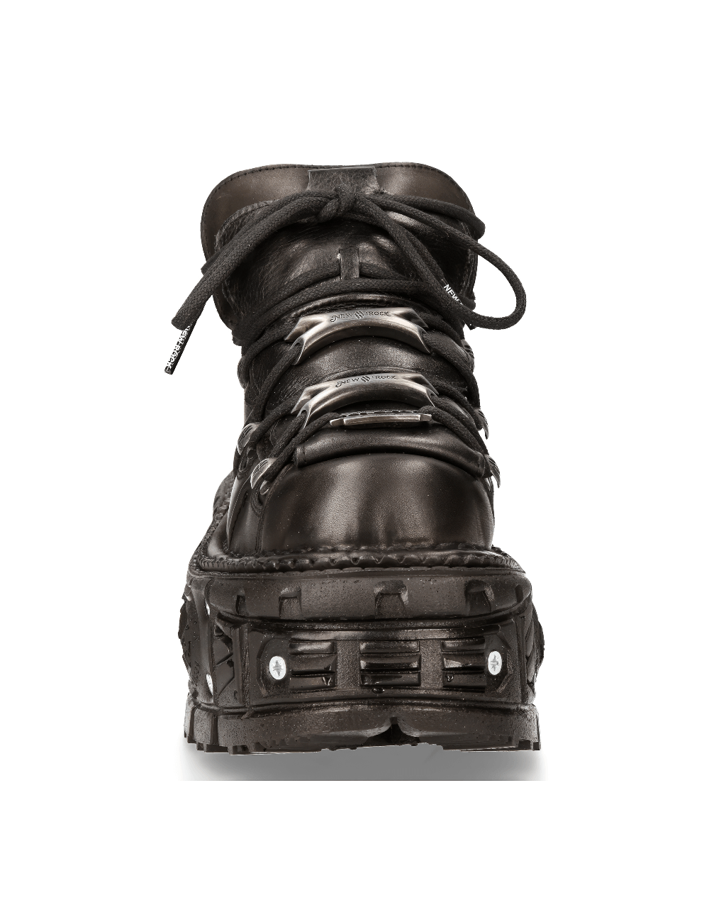 NEW ROCK Women's Black Leather Ankle Boots for Rock Enthusiasts