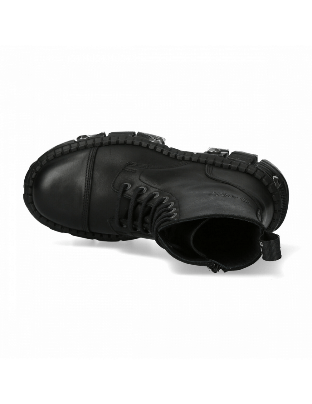 NEW ROCK Women's Black Leather Ankle Platform Boots with Zipper