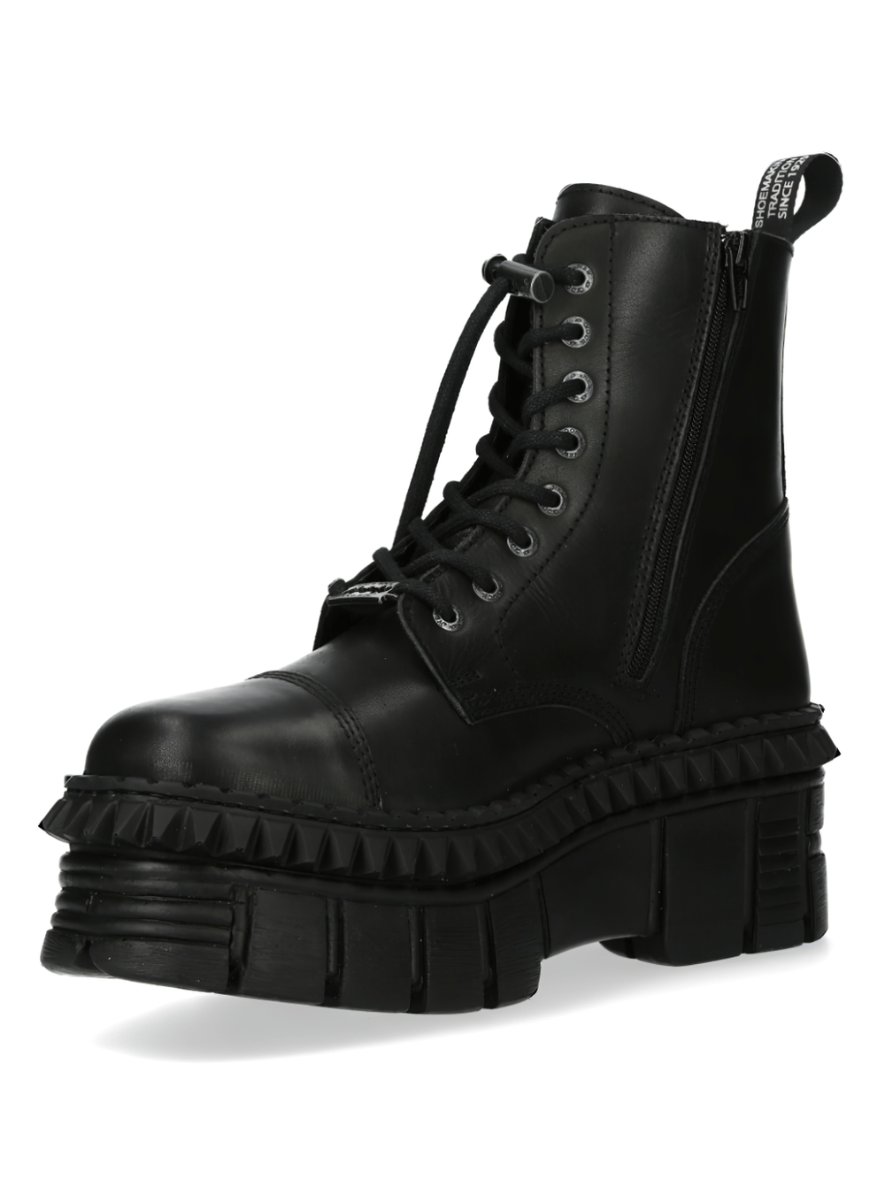 NEW ROCK Women's Black Military Ankle Boots with Platforms