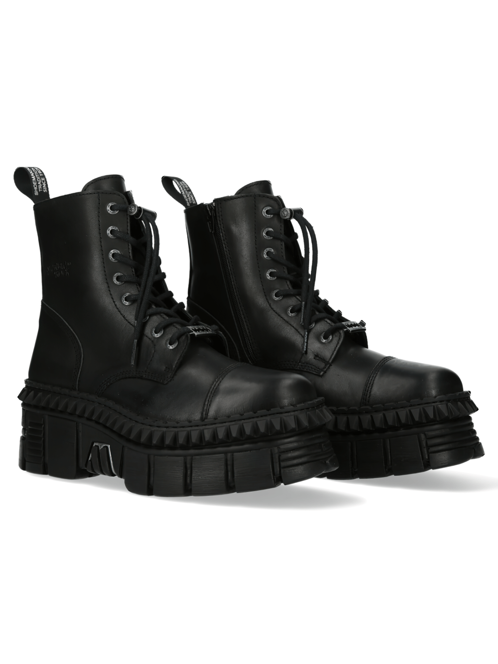 NEW ROCK Women's Black Military Ankle Boots with Platforms