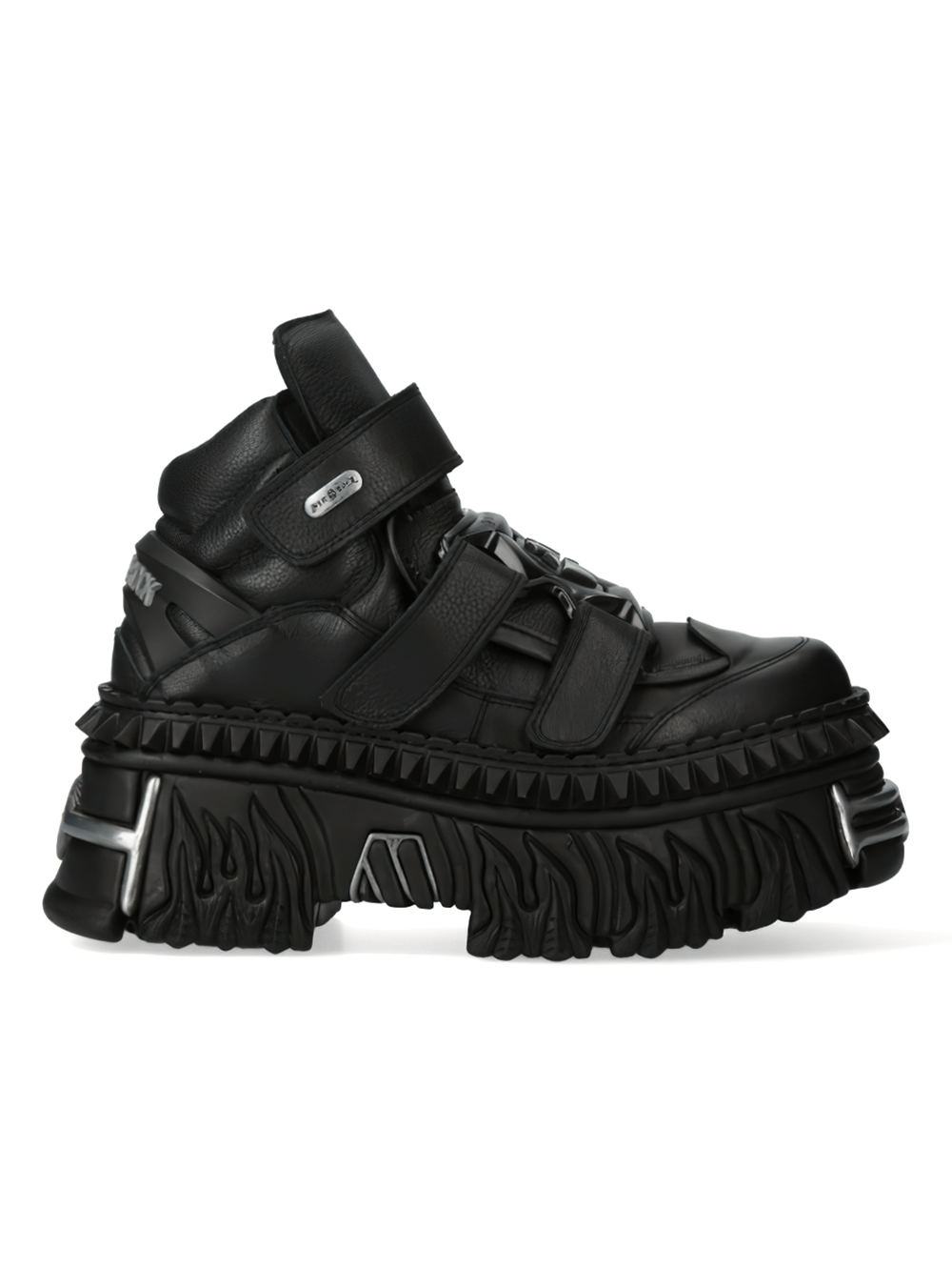 NEW ROCK Women's Black Punk Rugged Platform Boots with Velcro