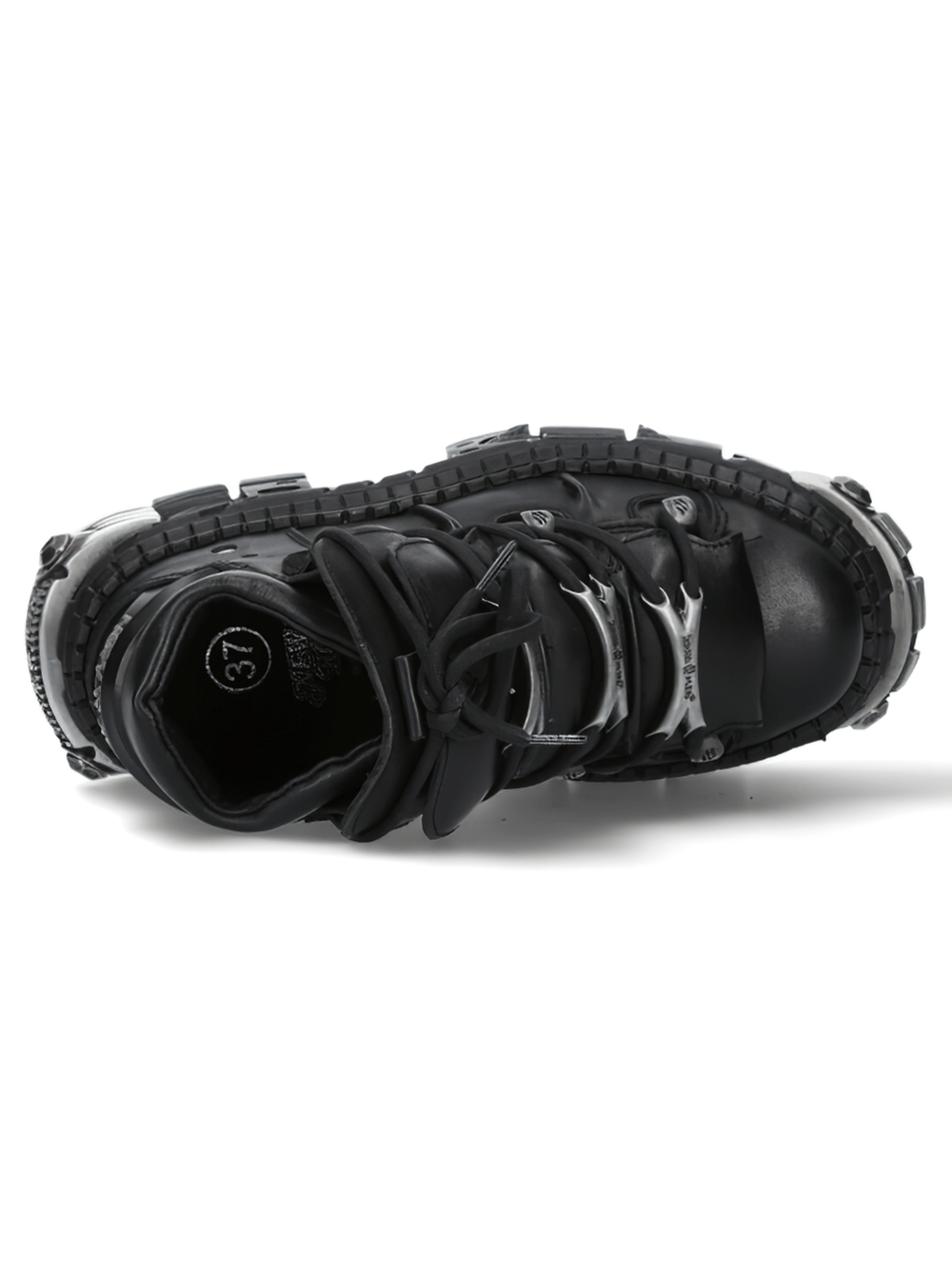 NEW ROCK Women's Black Rocker Leather Shoes with Gothic Flair