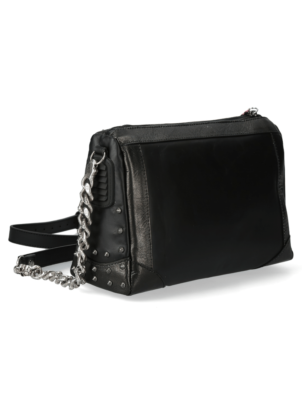 NEW ROCK Black Steel Buckle Cow Leather Fashion Bag