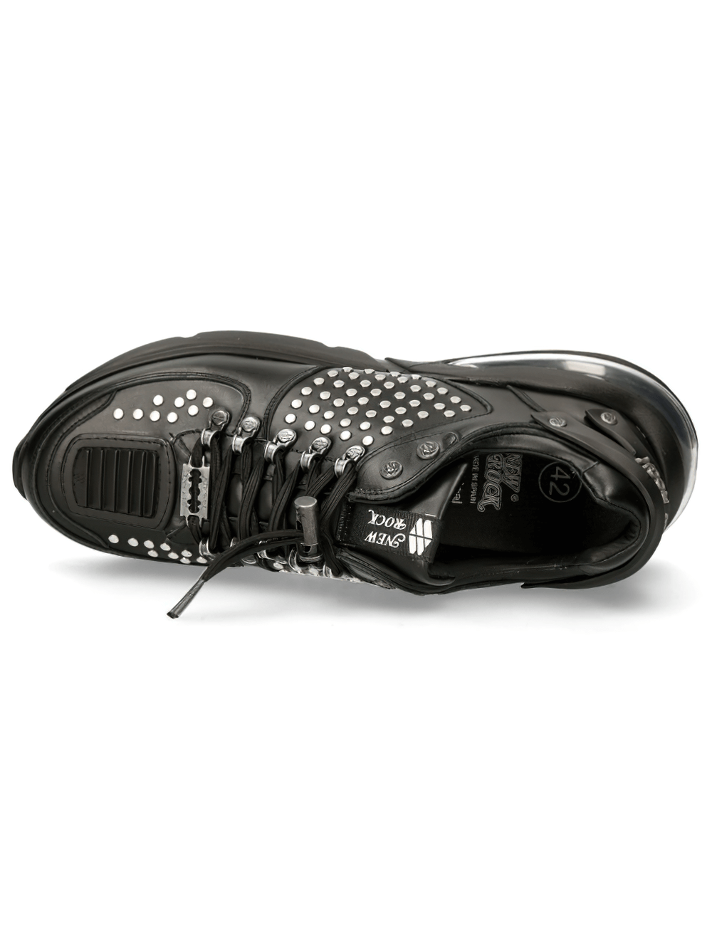 NEW ROCK Black Studded Sneakers with Air Cushion Sole